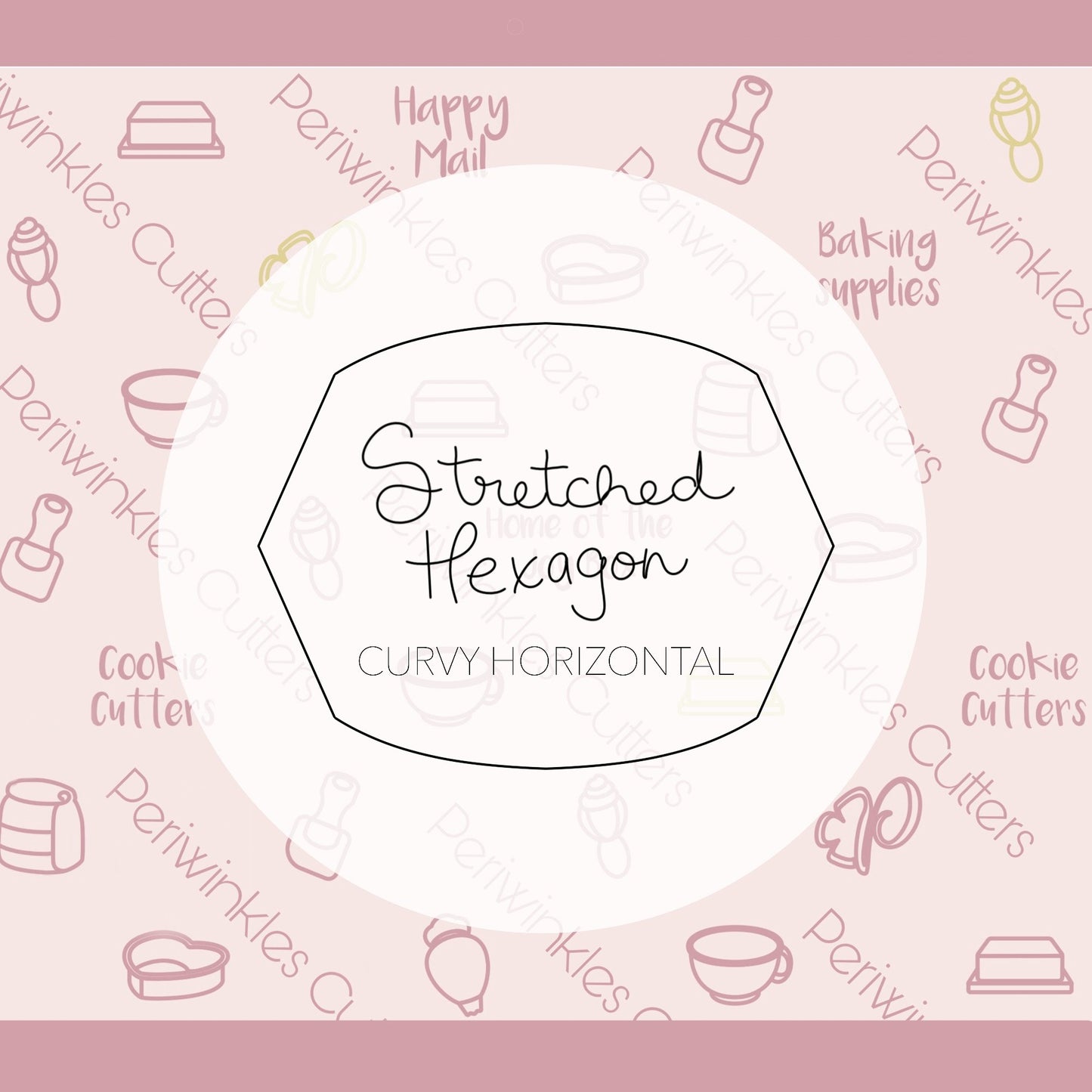 Curvy Stretched Hexagon Horizontal Cookie Cutter - Periwinkles Cutters