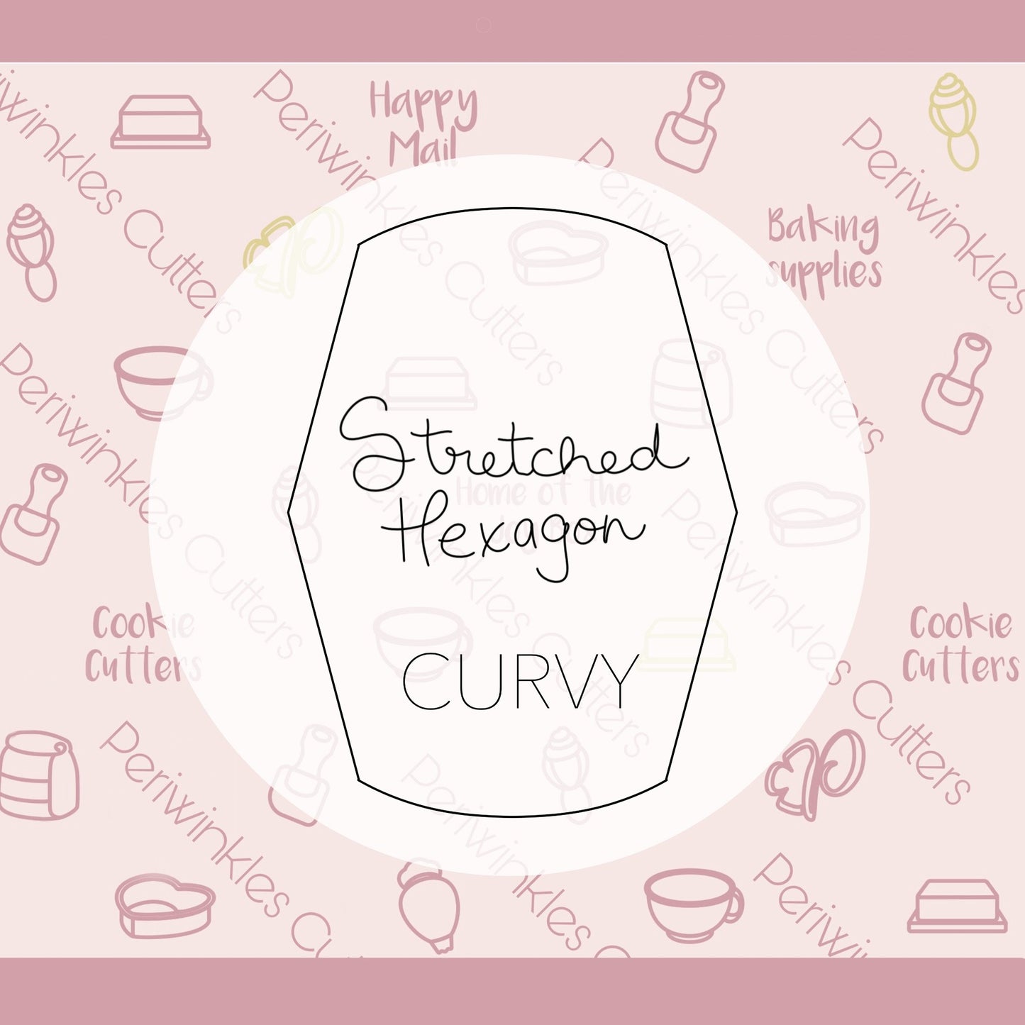 Curvy Stretched Hexagon Vertical Cookie Cutter - Periwinkles Cutters