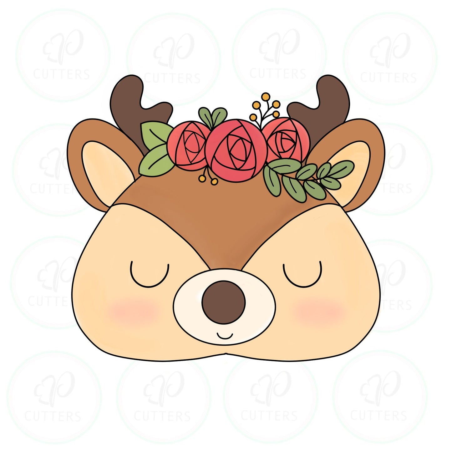 Deer Mother Floral Cookie Cutter - Periwinkles Cutters