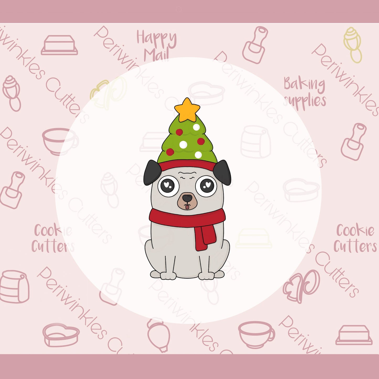 Doggy with Christmas Tree Hat Cookie Cutter - Periwinkles Cutters