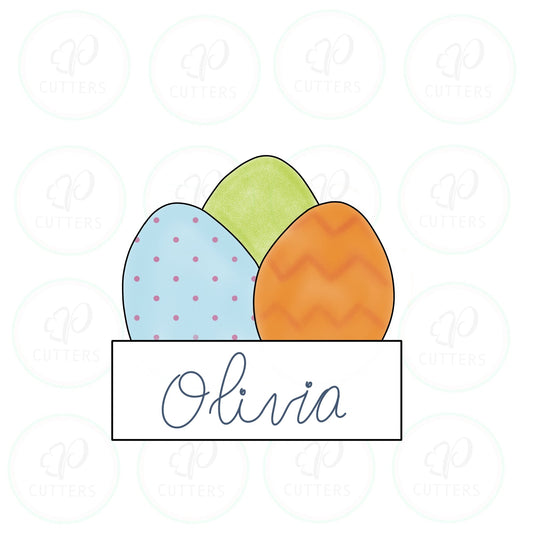 Easter Eggs with Plaque Cookie Cutter - Periwinkles Cutters