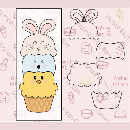Easter Ice Cream Stack 4 Pieces Set Cookie Cutter - Periwinkles Cutters