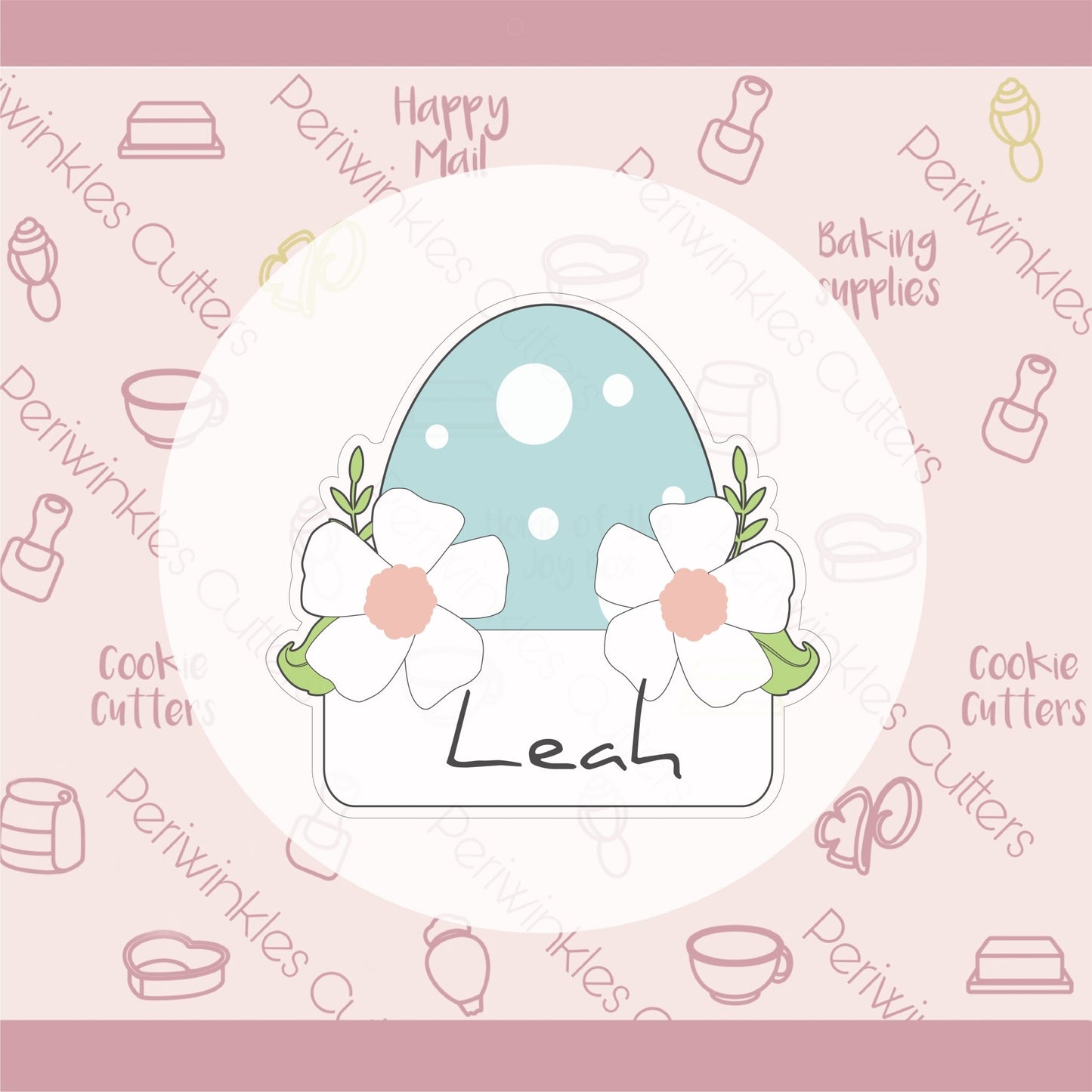 Egg Flower with Banner Cookie Cutter - Periwinkles Cutters