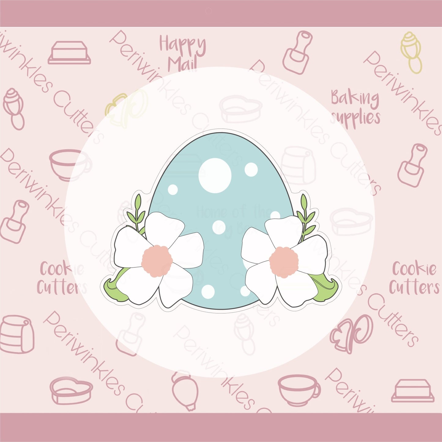 Egg with Flowers or Grass Cookie Cutter - Periwinkles Cutters
