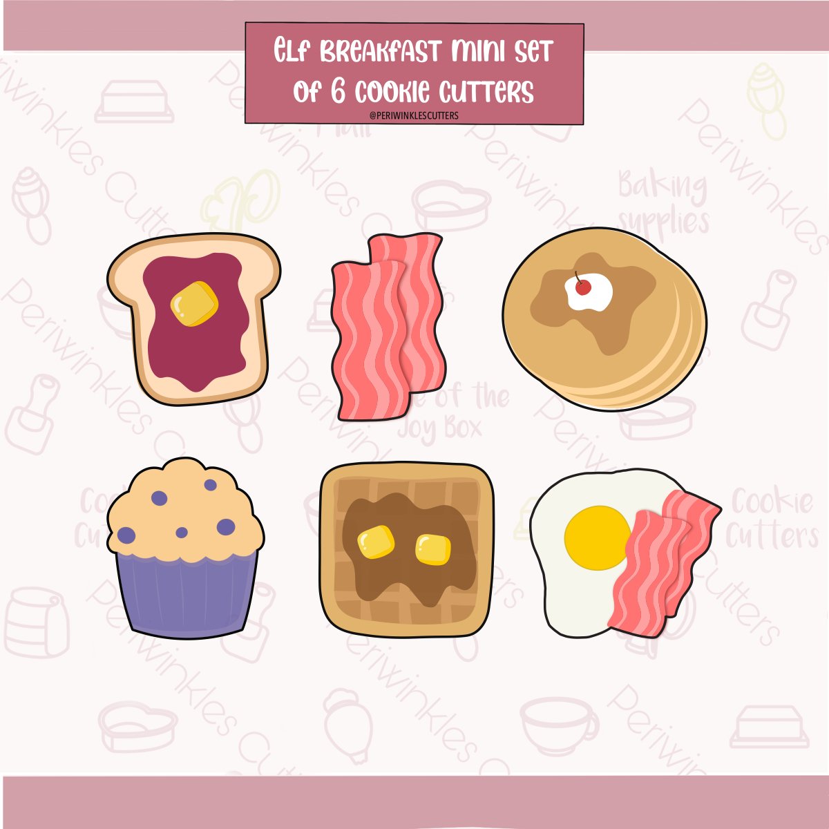 Elf Breakfast Set of 6 Cookie Cutter - Periwinkles Cutters Cookie Cutter