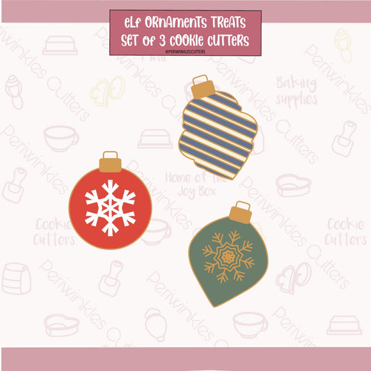 Elf Tree Ornaments Set of 3 Cookie Cutter - Periwinkles Cutters Cookie Cutter