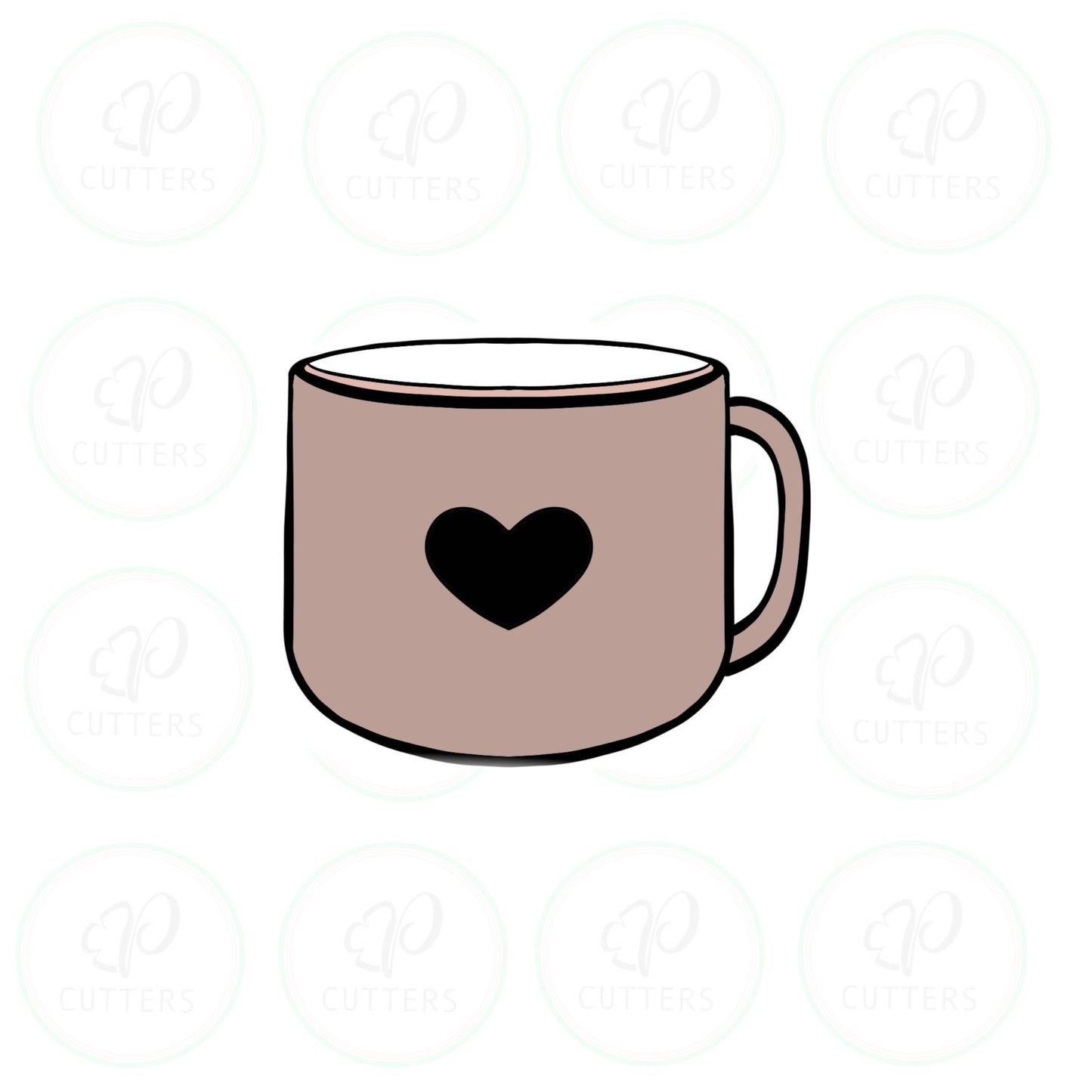 Enamel Mug with Cut out Heart Cookie Cutter - Periwinkles Cutters