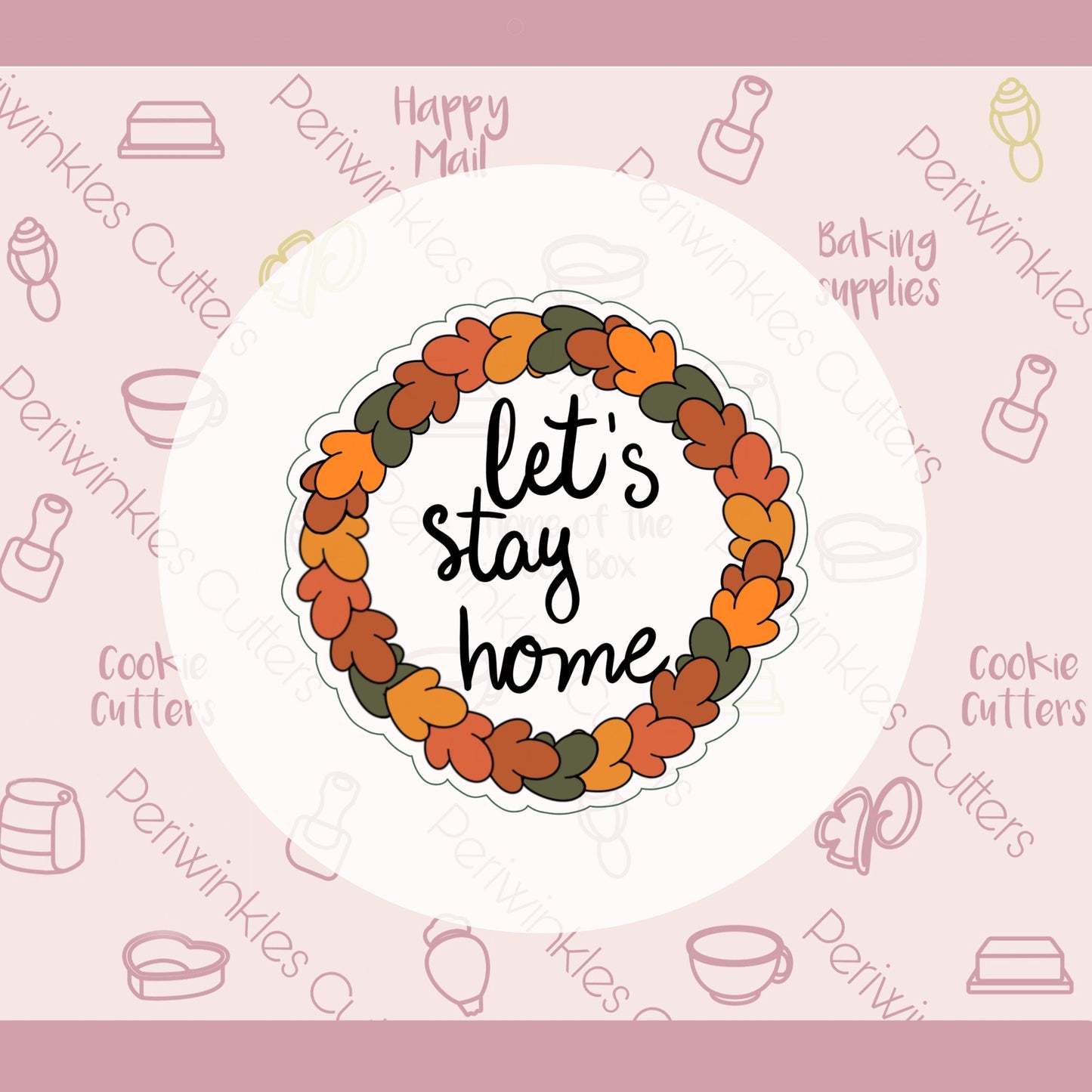 Fall Door Wreath Cookie Cutter - Periwinkles Cutters