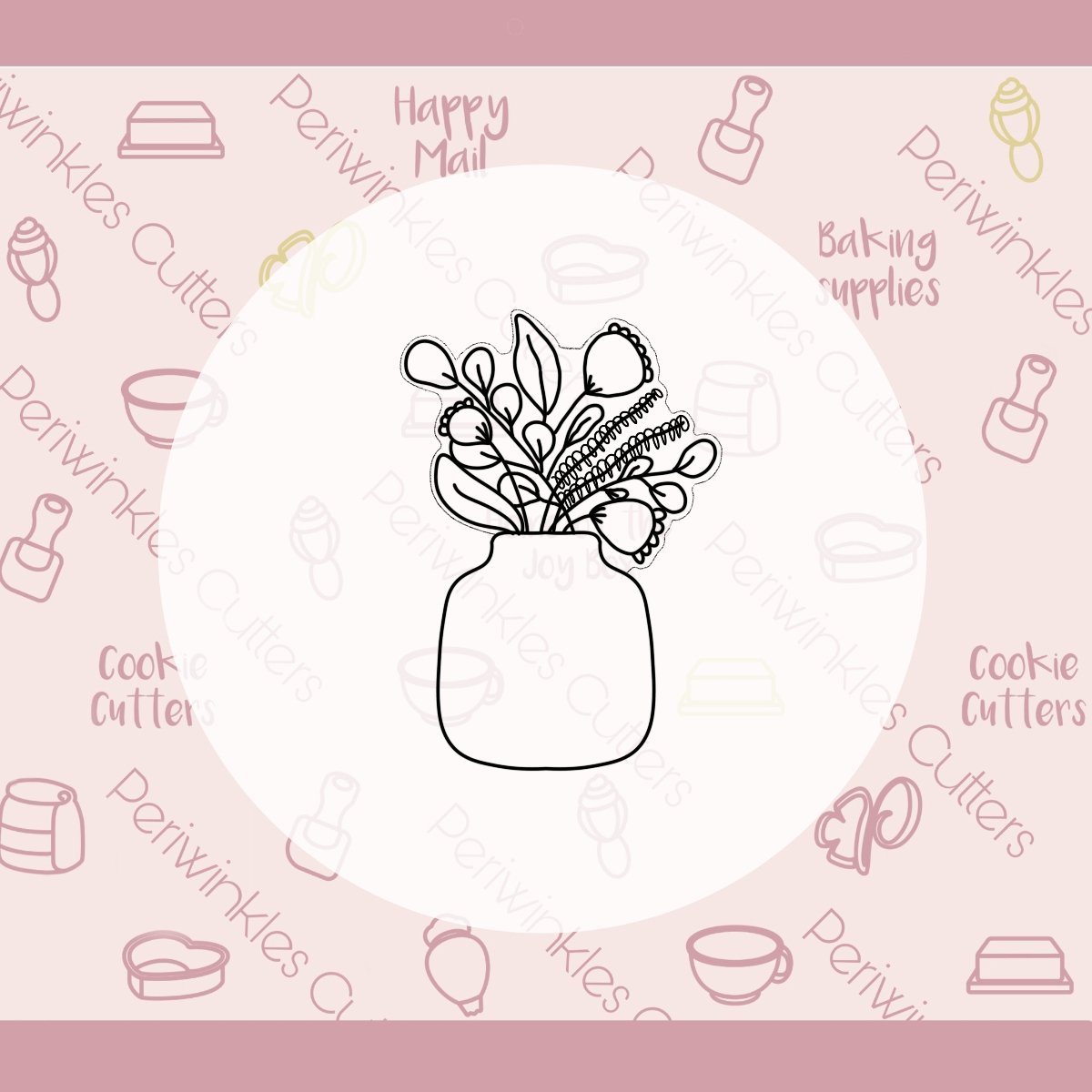 Fall Floral Vase Cookie Cutter - Periwinkles Cutters