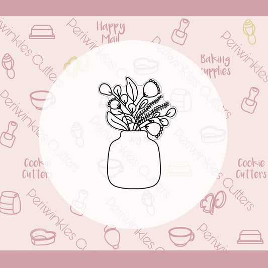 Fall Floral Vase Cookie Cutter - Periwinkles Cutters