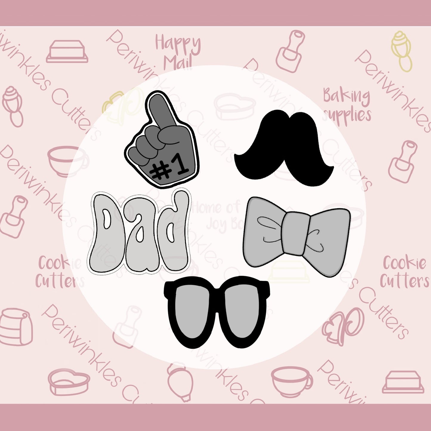 Fathers Day Set of 5 Cookie Cutter - Periwinkles Cutters