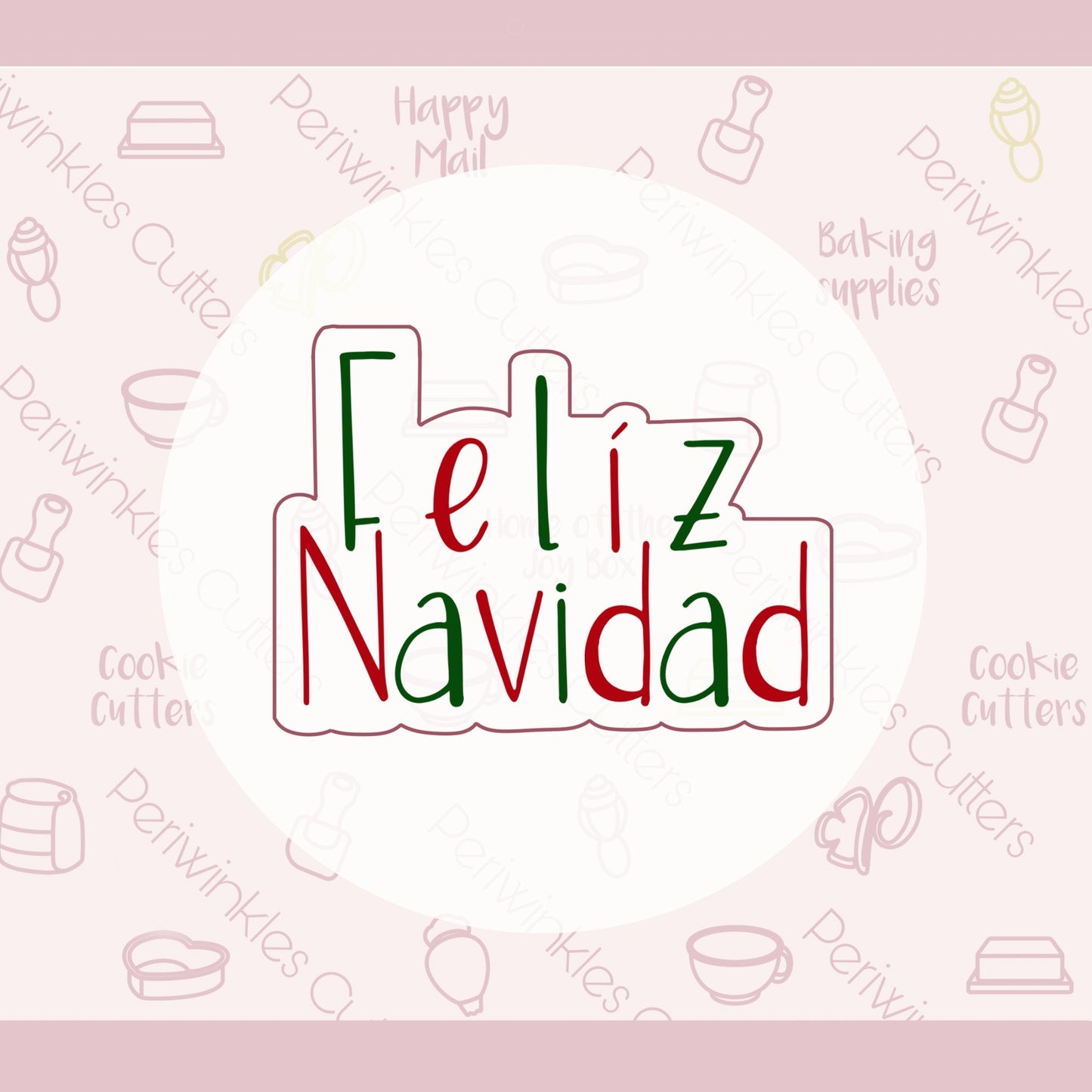 Feliz Navidad Single Font Plaque 2020 Cookie Cutter - Periwinkles Cutters
