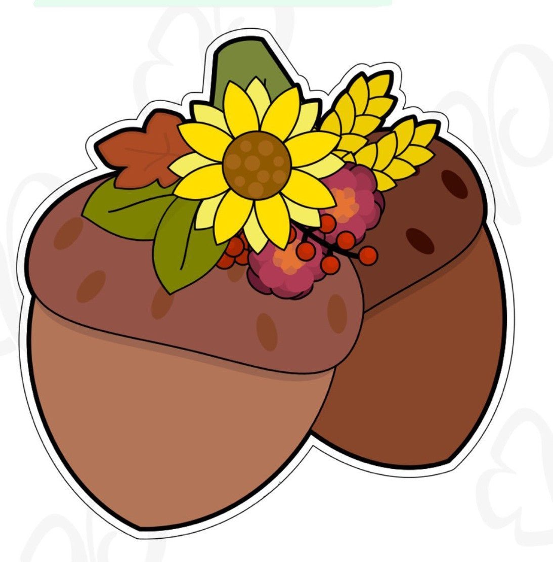 Floral Acorn Cookie Cutter - Periwinkles Cutters