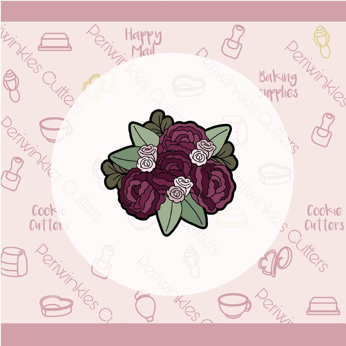 Floral Arrangement Top View Cookie Cutter - Periwinkles Cutters