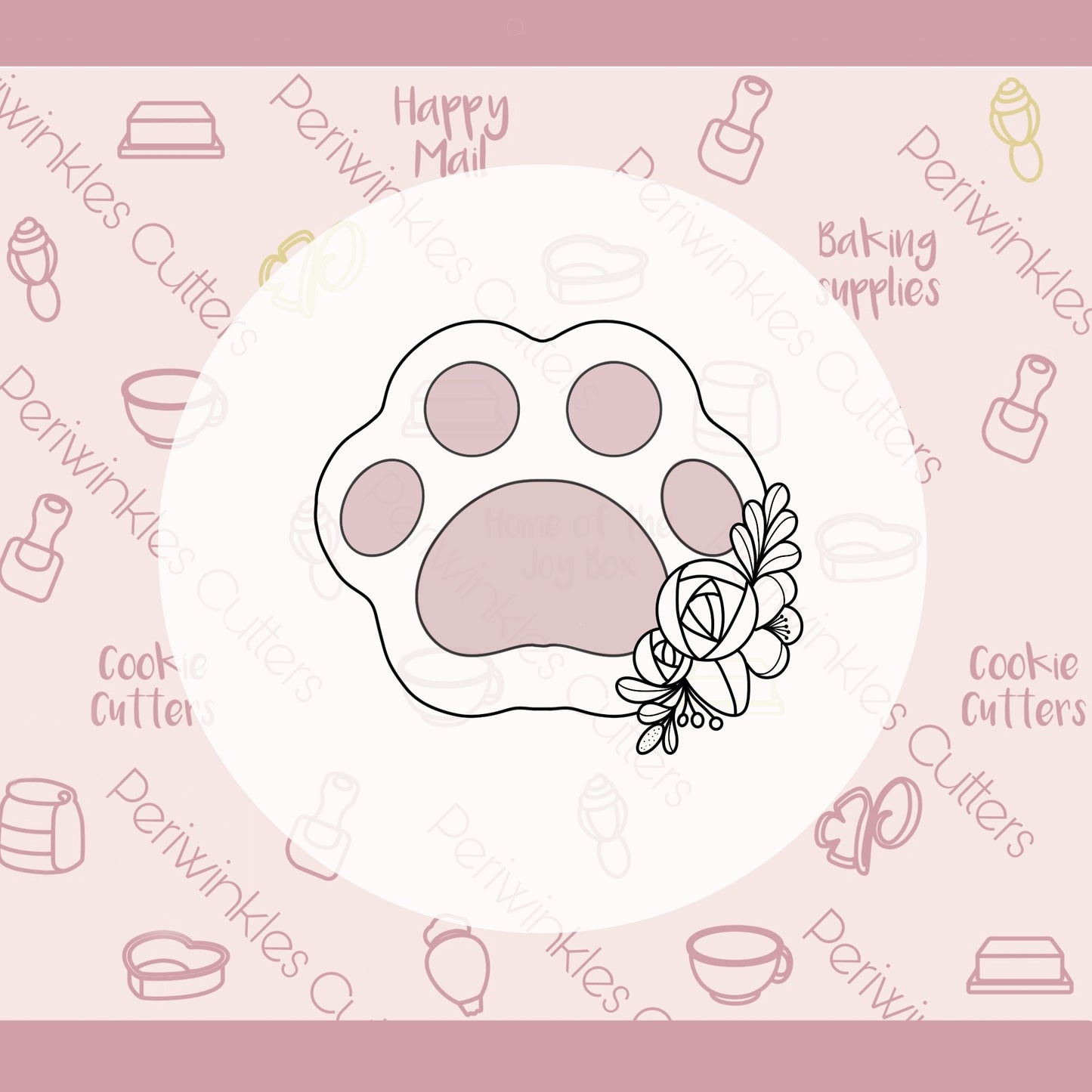Floral Dog Paw Cookie Cutter - Periwinkles Cutters