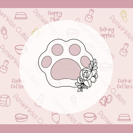 Floral Dog Paw Cookie Cutter - Periwinkles Cutters