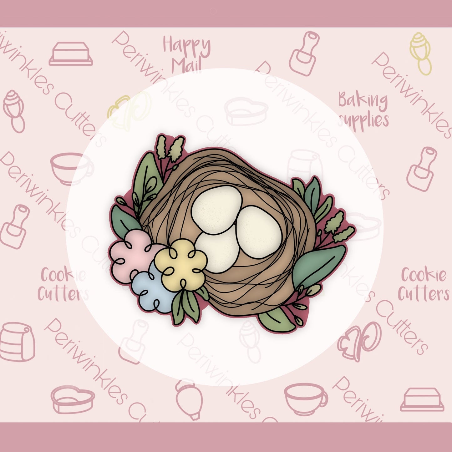 Floral Egg Nest Cookie Cutter - Periwinkles Cutters