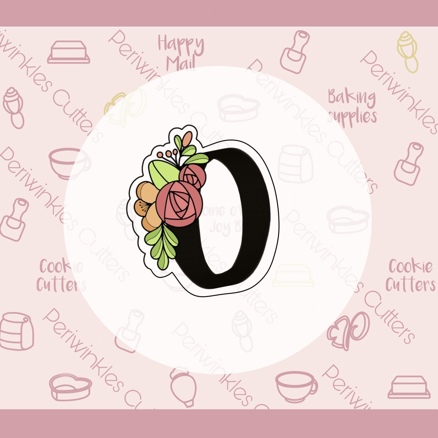 Floral Letter O Cookie Cutter - Periwinkles Cutters