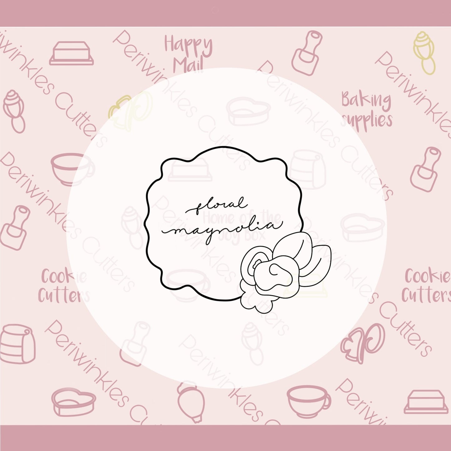 Floral Magnolia Plaque Cookie Cutter - Periwinkles Cutters