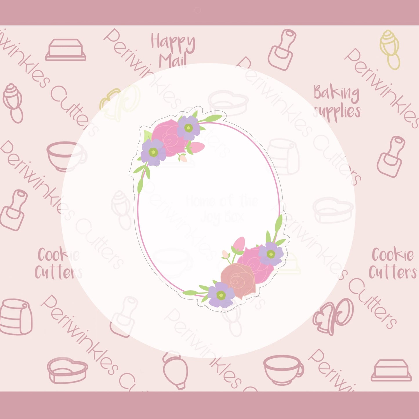 Floral Oval Cookie Cutter - Periwinkles Cutters