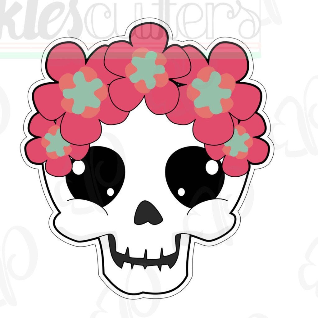 Floral Skull Cookie Cutter - Periwinkles Cutters