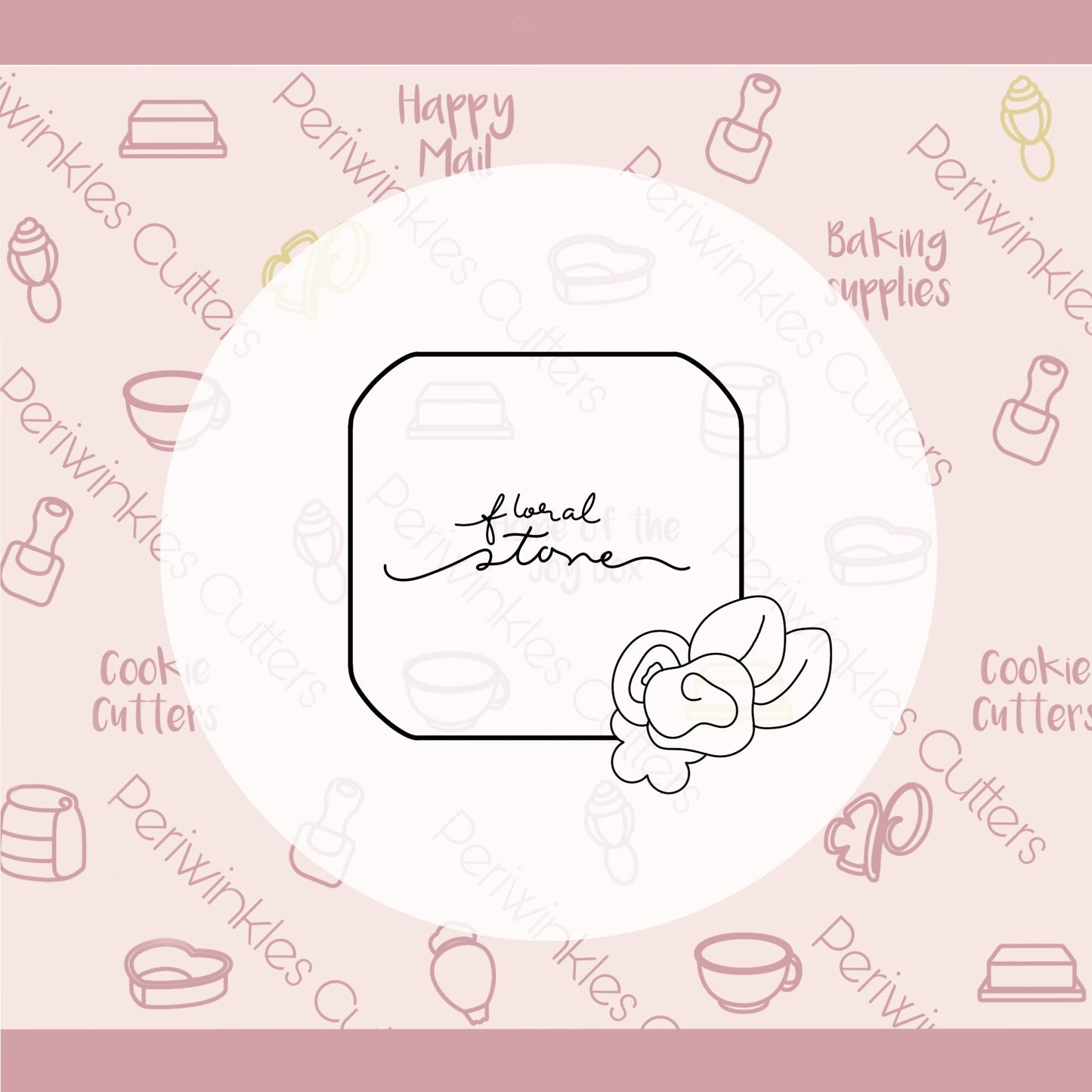 Floral Stone Plaque Cookie Cutter - Periwinkles Cutters