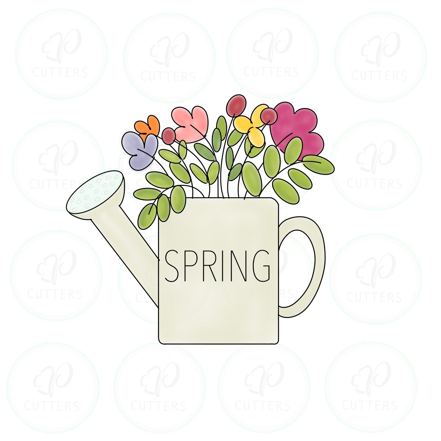 Floral Watering Can Cookie Cutter - Periwinkles Cutters