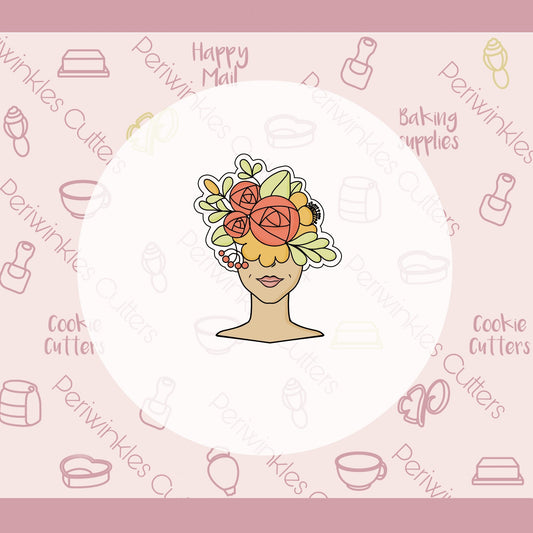 Floral Woman Cookie Cutter - Periwinkles Cutters