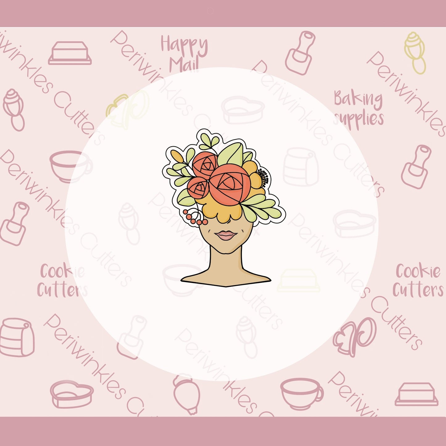 Floral Woman Cookie Cutter - Periwinkles Cutters