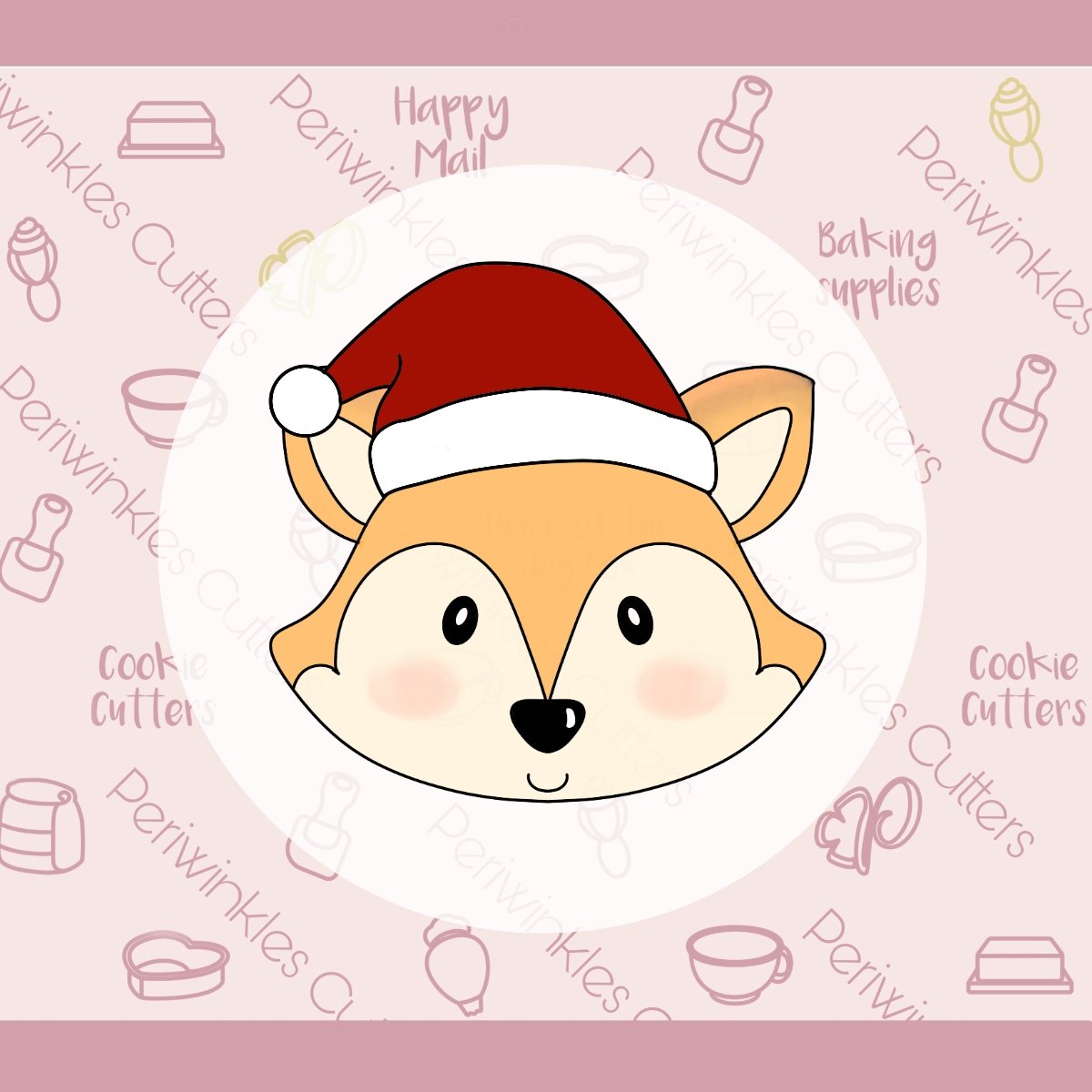 Fox with Santa's Hat Cookie Cutter - Periwinkles Cutters