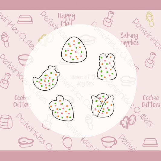 Frosted Easter Mini Cookie Cutters Set 5 Pieces - Periwinkles Cutters