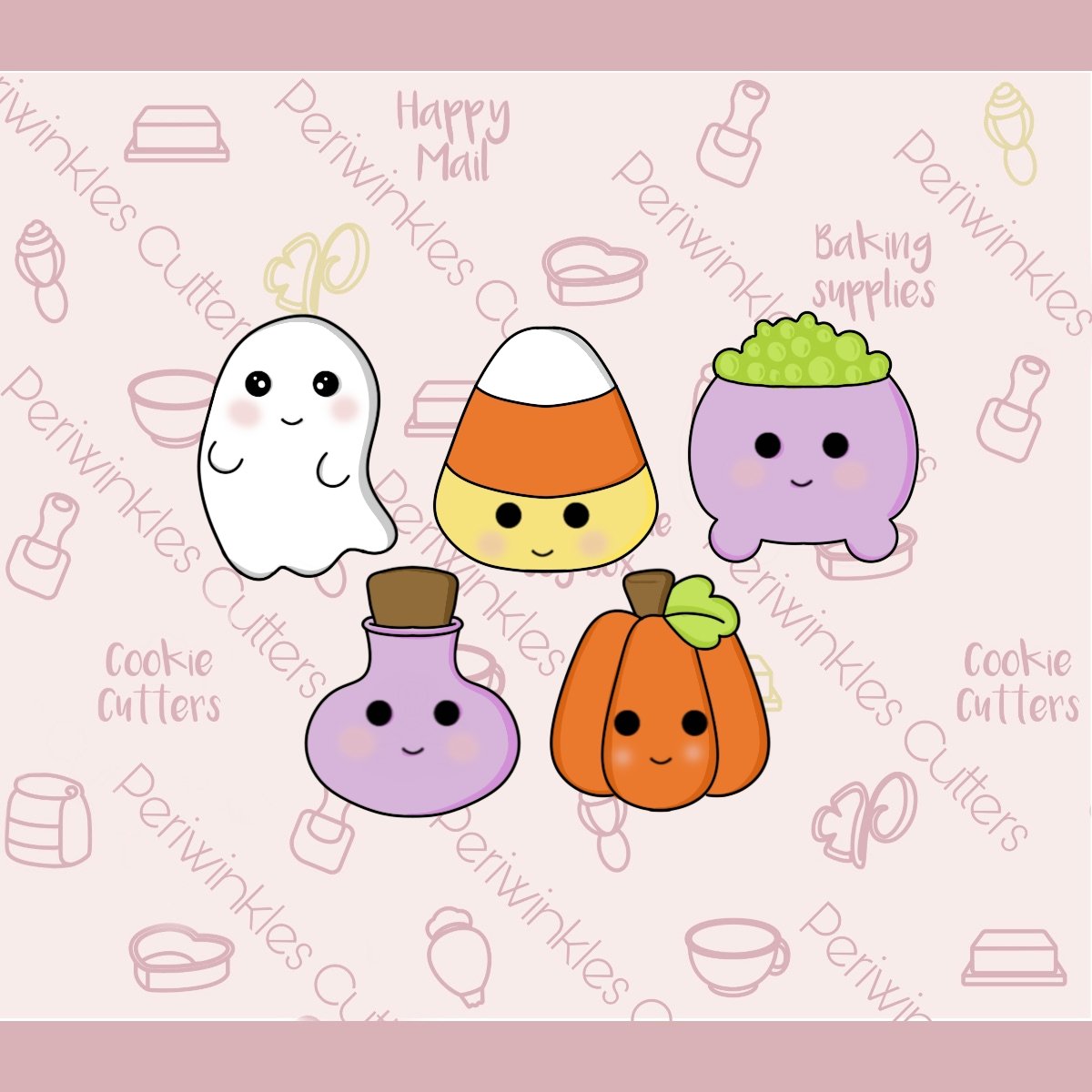 Frosted Halloween Mini Set of 5 Cookie Cutter - Periwinkles Cutters