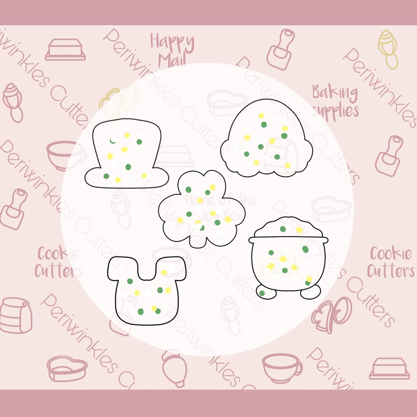 Frosted St. Patricks Mini Cookie Cutters Set 5 Pieces - Periwinkles Cutters