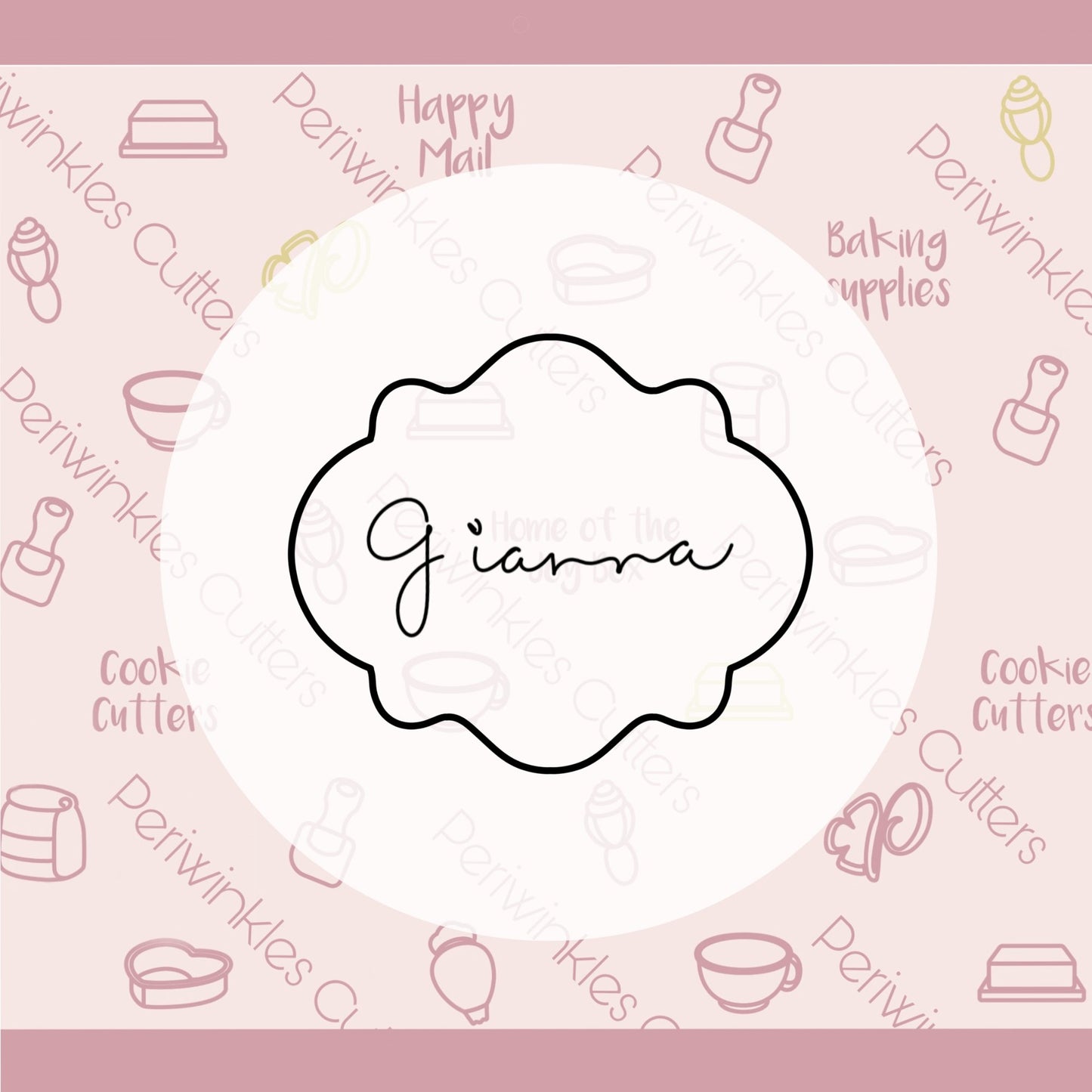 Gianna Plaque Cookie Cutter - Periwinkles Cutters