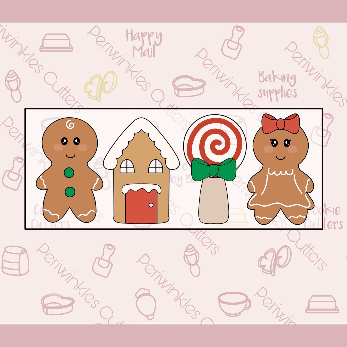 Gingerbread Cookies Set of 4 Cookie Cutters - Periwinkles Cutters