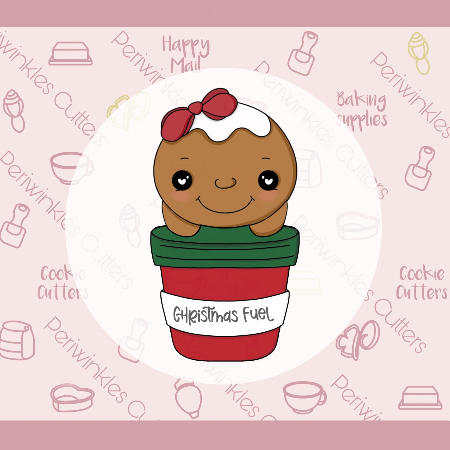 Girly Gingerbread Coffee Cup Cookie Cutter - Periwinkles Cutters