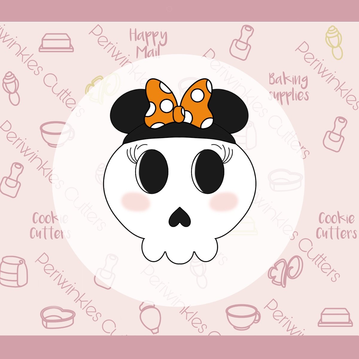 Girly Mouse Ears Candy Skull Cookie Cutter - Periwinkles Cutters