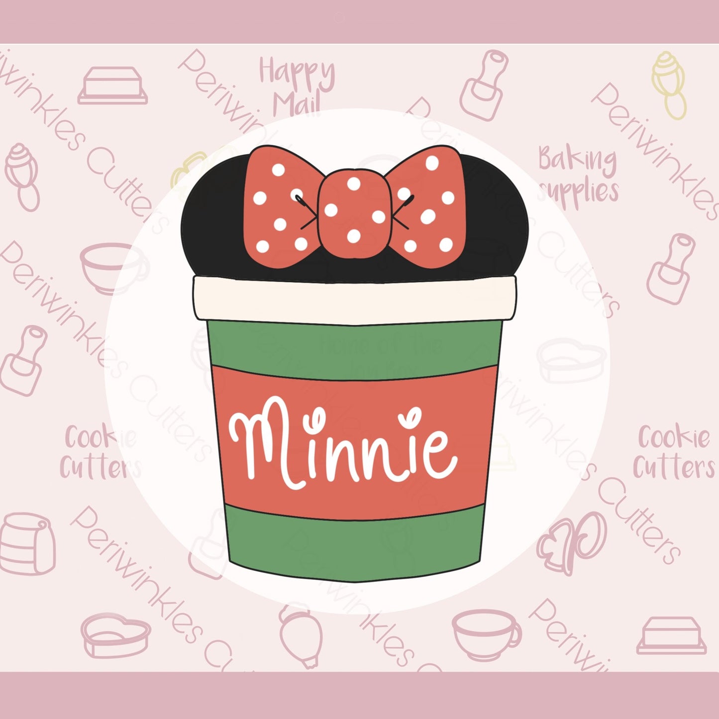 Girly Mouse Ears Coffee Cup Cookie Cutter - Periwinkles Cutters