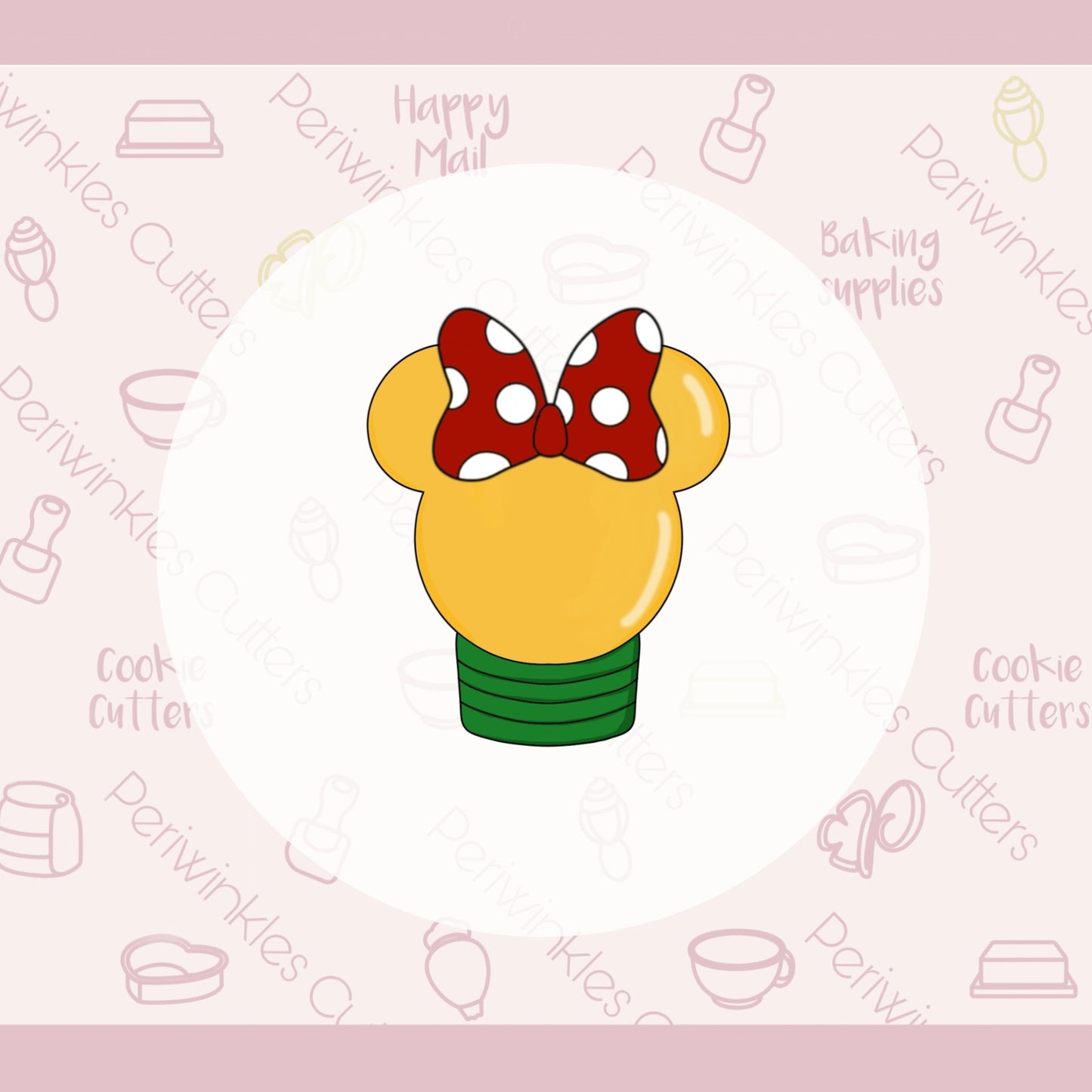 Girly Mouse Ears Light Bulb Cookie Cutter - Periwinkles Cutters