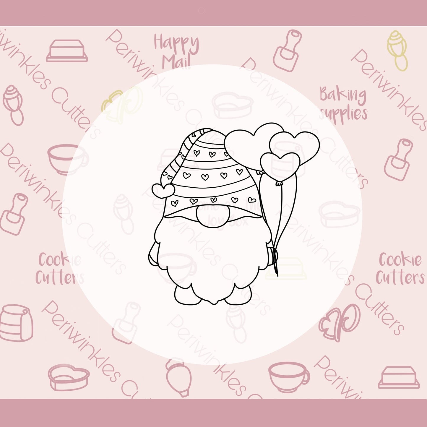 Gnome Balloons Love Cookie Cutter - Periwinkles Cutters