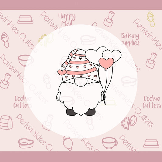 Gnome Balloons Love Cookie Cutter - Periwinkles Cutters