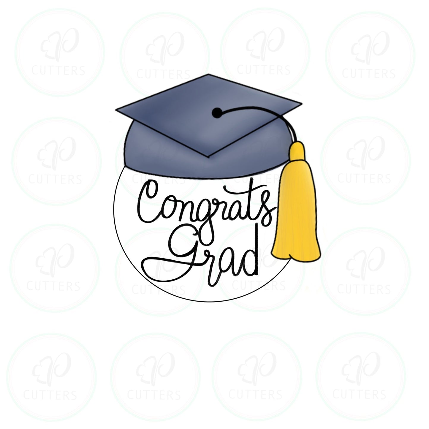 Grad Round Plaque Cookie Cutter - Periwinkles Cutters