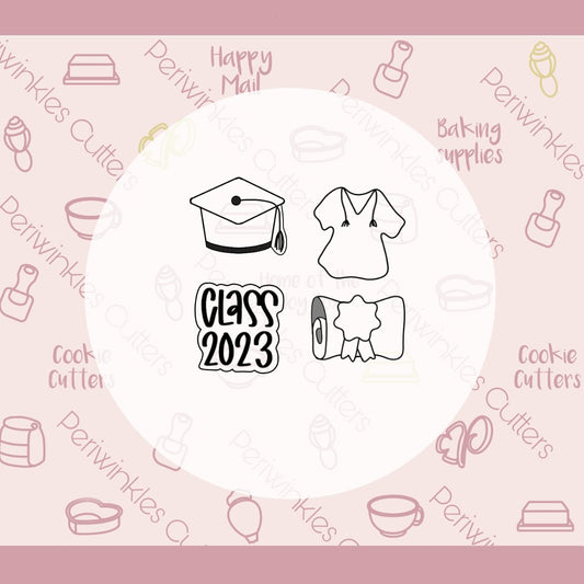 Graduation Mini Set of 4 Cookie Cutter - Periwinkles Cutters