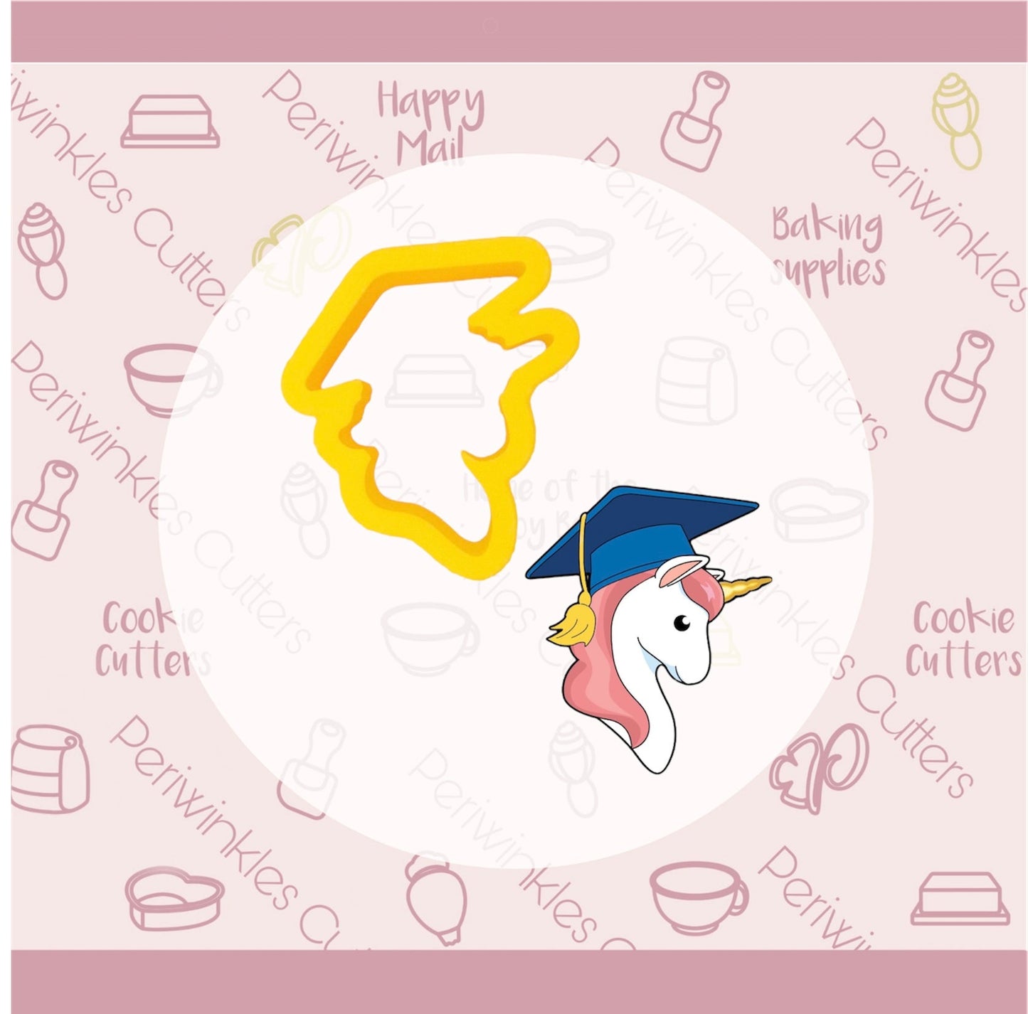 Graduation Unicorn Cookie Cutter - Periwinkles Cutters