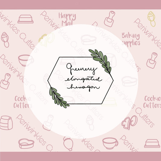 Greenery Elongated Hexagon Cookie Cutter - Periwinkles Cutters