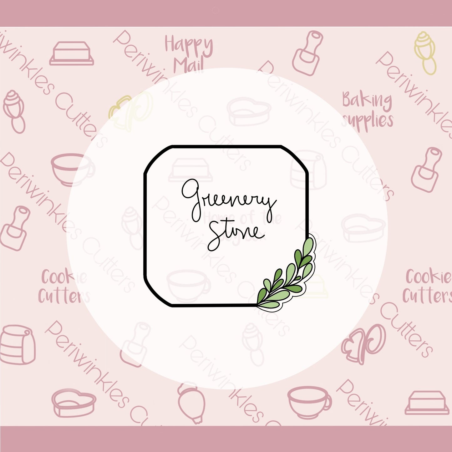 Greenery Stone Plaque Cookie Cutter - Periwinkles Cutters