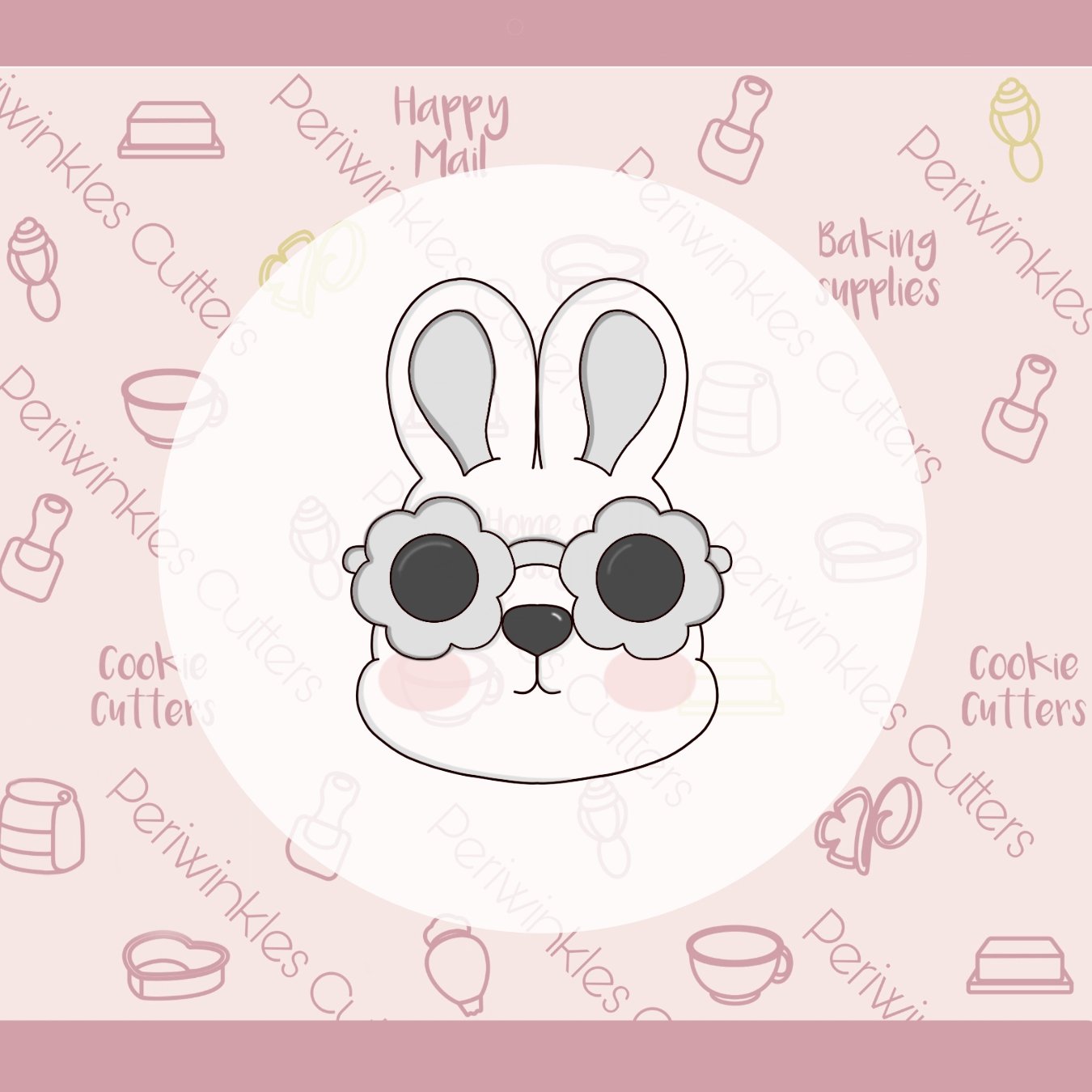 Groovy Bunny Face Cookie Cutter - Periwinkles Cutters