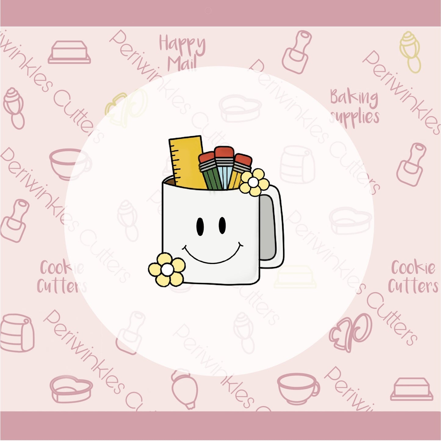 Groovy Pencil Cup Cookie Cutter - Periwinkles Cutters