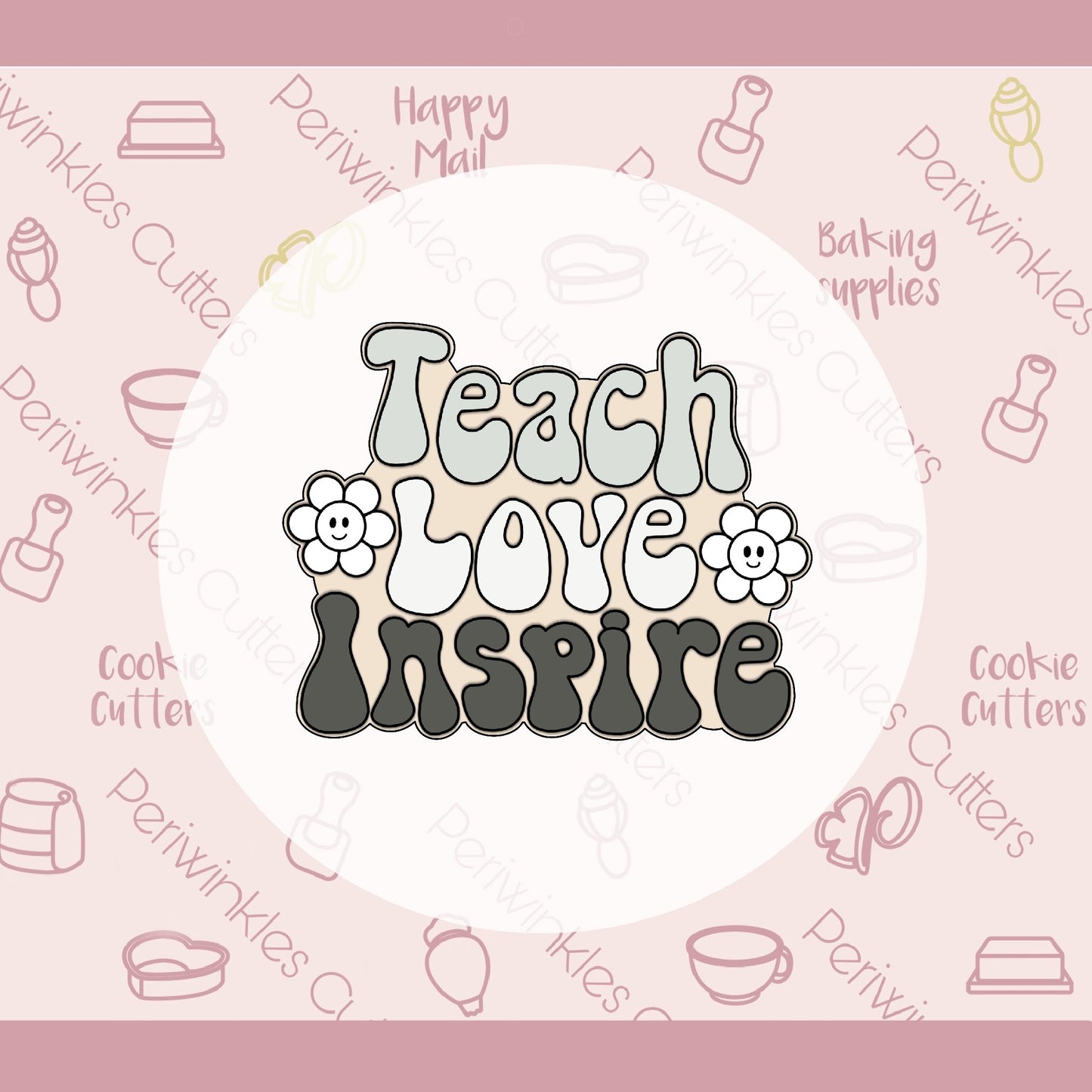Groovy Teach Plaque Cookie Cutter - Periwinkles Cutters
