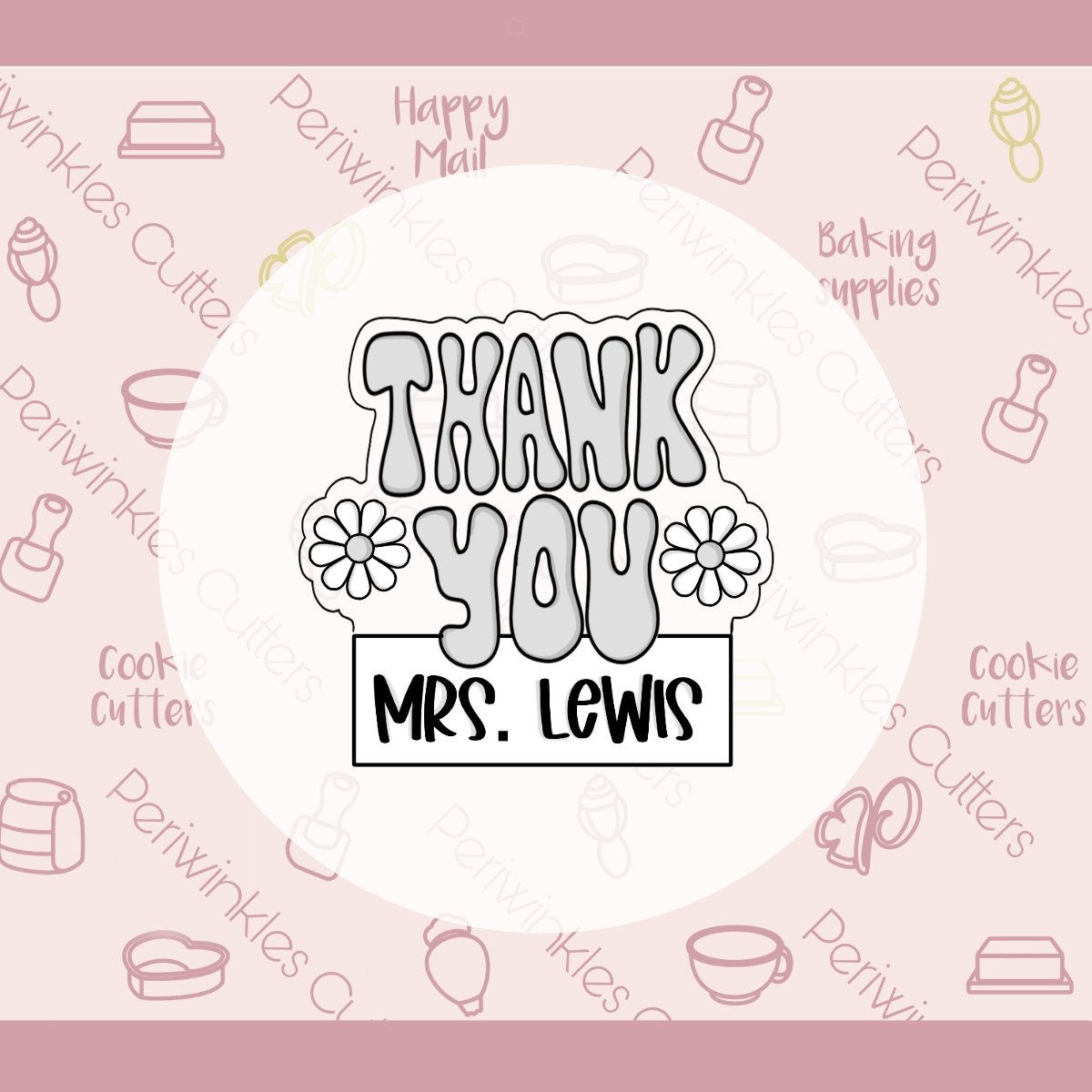 Groovy Thank You with Banner Cookie Cutter - Periwinkles Cutters